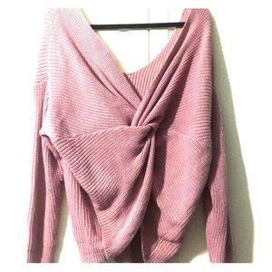 Pink Sweater - Knot Back or Front - Reversable